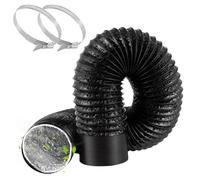 TAIHOBO Tumble Dryer Vent Hose, Aluminium 4inch/100mm Ducting, PVC Flexible Tumble Dryer Hose, Three Layer Diesel Heater Ducting, with 2 Clamps for Extractor Fan Tumble Dryer Cooker Hood (2m, Black)