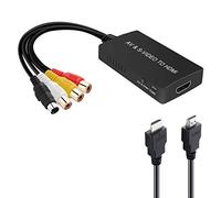 TaiHuai SVideo to HDMI Converter, S-Video and 3RCA CVBS Composite to Audio Video Converter Support 1080P/ 720P Compatible with PC Laptop, Xbox, PS3, DVD Playe (S-Video and 3RCA is Female
