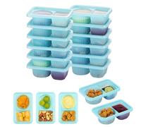 TAIHUIMY 8.4 OZ Reusable Snack Containers with Lids, 10 Pack New Double Compartment Condiment Snack Pack Containers for School lunch, Travel, Party