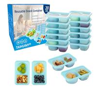 TAIHUIMY 8.4 OZ Reusable Snack Containers with Lids, 20 Pack New Double Compartment Condiment Snack Pack Containers for School Lunch, Travel, Party