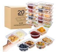 TAIHUIMY 9oz Reusable Snack Containers with Lids for Kid, New 3 Compartment Large Capacity Condiment Portion Control Meal Prep Containers for School lunch, Go out Travel, Party (10 oz (20pcs))