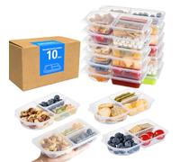 TAIHUIMY 9oz Reusable Snack Containers with Lids for Kid, New 3 Compartment Large Capacity Condiment Portion Control Meal Prep Containers for School lunch, Go out Travel, Party (9 oz (10pcs))