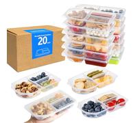 TAIHUIMY 9oz Reusable Snack Containers with Lids for Kid, New 3 Compartment Large Capacity Condiment Portion Control Meal Prep Containers for School lunch, Go out Travel, Party (9 oz (20pcs))