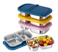 TAIHUIMY 9oz Reusable Snack Containers with Lids for Kid, New 3 Compartment Large Capacity Condiment Portion Control Meal Prep Containers for School lunch, Go out Travel, Party (14.2 oz(3pcs))