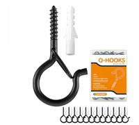 TAIHUIMY Screw Hooks for Hanging Outdoor String Lights, Christmas Rope Lights Clips, Wall Cabinet Ceiling Eye Q-Hanger Hook with Safety Buckle for Plants Wind Chimes (24, Black)