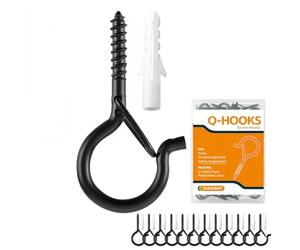 TAIHUIMY Screw Hooks for Outdoor String Lights, Q-Hanger Christmas Rope Lights Clips, Wall Cabinet Ceiling Eye Hook with Safety Buckle for Wire Party Light Plants Wind Chimes(24)