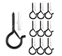 TAIHUIMY Screw Hooks Q-Hanger for Outdoor String Lights, Christmas Rope Lights Clips, Wall Cabinet Ceiling Eye Hook with Safety Buckle for Wire Party Light Plants Wind Chimes (Balck(10Pcs))