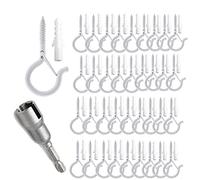 TAIHUIMY Screw Hooks Q-Hanger for Outdoor String Lights, Christmas Rope Lights Clips, Wall Cabinet Ceiling Eye Hook with Safety Buckle for Wire Party Light Plants Wind Chimes (White(40Pcs))