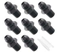 Taiidaues 6AN Male Flare to 1/4" NPT Pipe Fitting Adapter 8 Pcs Fuel Hose Line Fittings Aluminum Straight Black with 1 Pc Sealing Tape for Fuel Systems, Cooling Systems, Power Steering Systems (9 PCS)
