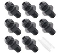 Taiidaues 6AN Male Flare to 1/8" NPT Pipe Fitting Adapter 8 Pcs Fuel Hose Line Fittings Aluminum Straight Black with 1 Pc Sealing Tape for Fuel Systems, Cooling Systems, Power Steering Systems (9 PCS)