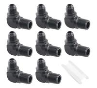 Taiidaues 6AN Male Flare to 3/8" NPT Pipe Fitting Adapter 8 Pcs 90 Degree Elbow Fuel Hose Line Fittings Aluminum Black with 1 Pc Sealing Tape for Fuel Line, Cooling, Power Steering Systems (9 PCS)