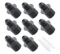 Taiidaues 6AN Male Flare to 3/8" NPT Pipe Fitting Adapter 8 Pcs Fuel Hose Line Fittings Aluminum Straight Black with 1 Pc Sealing Tape for Fuel Systems, Cooling Systems, Power Steering Systems (9 PCS)