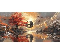 Taiji Bagua Diamond Painting Kits for Adults & Kids, 5D Full Drill Round Diamond Art Craft, DIY Gem Art Painting by Numbers for Home Wall Decor, Beginner Friendly, Stress Relief Gift 90 x 180cm A-388