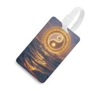 Taiji Ocean Luggage Tags with ID Card, Durable Travel Bag Tags, Waterproof Name Tag for Suitcases, Backpacks & Travel Cases, White-style, One Size, classic