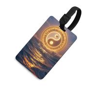 Taiji Ocean Luggage Tags with ID Card, Durable Travel Bag Tags, Waterproof Name Tag for Suitcases, Backpacks & Travel Cases, Black-style, One Size, classic