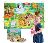Taika 41Pcs Zoo Animals Felt Story Board Set, 43x28 inch Jungle Animals Flannel Board, Felt Toys, Preschool Learning Interactive Storytelling Teaching Play Activity Kits for Toddlers
