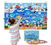 Taika 70 Pcs Ocean Creatures Felt Story Board Set, 43x28 inch Flannel Board, Fuzzy Felt Set, Preschool Storytelling, Classroom Educational Learning Play Kit, Interactive Teaching Kit