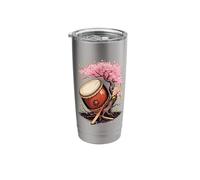 Taiko Drum with Flowering Tree Japanese Percussion Harmony Stainless Steel Insulated Tumbler