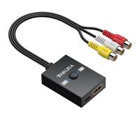 TAIKURA RCA to HDMI Converter with 4:3/16:9 Switch, 1080P AV Composite Video Adapter with USB Cable, Supports PAL/NTSC for Wii PS2 DVD VHS to HDTV or Monitor