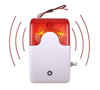 Taikuwu 12V High-Decibel Adjustable Alarm Horn with Flashing Light and Strobe Siren, Red, Wall Mount, 110dB, 12V DC Powered, Remote Controlled, Infrared Sensor Technology