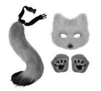 Tail and Ears | Funny Dress Up Set | Simulation Halloween Cosplay Masque Gloves Tail for Home School Parties Kids Boys Girls Masquerade