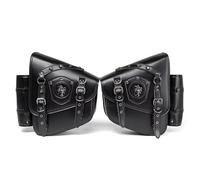 Tail Bags Rear A Pair Classic Black For Cruiser Motorcycle SaddlebagsRivet Punk Hard Style LeatherShell Does Not Deform For Touring Biker Motorcycle Dual Side Pannier(B)