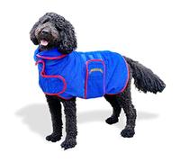 TAIL BLAZERS™ Super Absorbent Dog Drying Coat. Double Layer Microfibre Dry Robe with Car Safety D Ring. Towel Robe Pet Dryer Keep Dogs Dry and Warm. Camping and Beach Accessories. Machine Washable. M