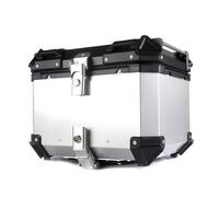 Tail Box Motorcycle Rear Top Case With Backrest Motorbike Trunk Large Capacity Anti-collision And Waterproof Motorcycle Luggage Box With Safety Lock 45/55/65/80/100L(Silver,55L)