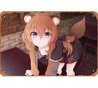 Tail Brown Hair Animal Ears Pink Eyes Raphtalia The Rising Of The Shield Hero Anime Poster Home Wall Decoration Retro Metal Tin Sign 8x12 inch