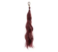 Tail Clip in Hair Ponytail Extension, Hair Extensions Highlights Natural Looking Long Curly Wavy for Women Elastic Hair Ties(Wine)