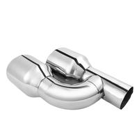 Tail End Pipe 2.5" in 4'' out 11.5" Long Dual Outlet Car Exhaust Tip Slant Rolled Edge Auto Muffler Tail Pipe Stainless Steel