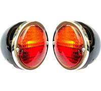 Tail Light 12V Black Duolamp Rear Stop Indicator Turn Signals & License Plate Amber Red Lens Chrome Ring for Ford Model A Hot Street Rat Rod Classic Custom Cars Trucks Black