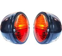 Tail Light 12V Black Duolamp Tail Light Rear Stop Indicator Turn Signals & License Plate Amber Red Lens Black Ring Universal for Ford Model A Hot Street Rat Rod Classic Custom Cars Trucks Black