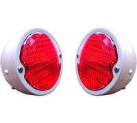 Tail Light 12V Chrome Duolamp Tail Light Rear Stop Indicator & License Plate Red Lens Black Ring Universal for Ford Model A Hot Street Rat Rod Classic Custom Cars Trucks