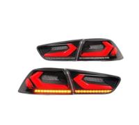 tail light For Mitsubishi For Lancer For EVO X | LED Rear Tail Light Assembly Full Set,Tail Brake Sequential Turn Signal Fog Reverse Start Animation Lamp,4PCS Smoke