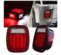 Tail Lights Assembly Replacement for 1979-2006 Wrangler TJ YJ CJ5 CJ7 Red Square Rear Combination Tail Lamps with Passenger and Driver Side Marker Stop Turn Signal Brake Lights DOT Certified, 2Pcs