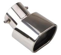 Tail Muffler Tip Silencer Exhaust Pipe Muffler Tips Square Double Silencer Universal Car Exhaust Tips For 1.5-2.25 Inch Inlet Tailpipe(Curved Silver)