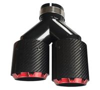 Tail Muffler Tip Silencer Exhaust Tip Cover Red Carbon Straight Car Muffler Tip Y Shape Double Exit Universal Stainless Exhaust Pipe Mufflers(In 67mm Out 89mm)