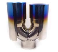 Tail Muffler Tip Silencer For 1 3 5 Series Dual Muffler Tip Tail End Stainless Steel 63MM Car Exhaust Systems Pipes(Blue)