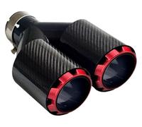 Tail Muffler Tip Silencer Red Straight Car Muffler Tip Y Shape Double Exit Universal Stainless Exhaust Pipe Mufflers Tip Tail Throat End Trim(In 70mm Out 89mm)