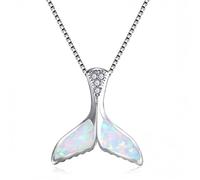 tail pendants blue/white fire opal birthstone charm necklaces for women zircon choker Made in China