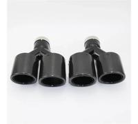 Tail Pipe 1 Pair Or So Car Tail Throat Black Twill Carbon Fiber Rolled Edge Y Type Clamp Four Outlet Exhaust Pipe Muffler Exhaust Whistle(66mm out 114mm)