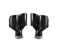 Tail Pipe 1 Pcs Universal Car Carbon Fibre Tail Throat Silencer Length Black Y-Shaped Double Out Twill Glossy Exhaust Muffler Tip Exhaust Muffler(76.2mm-101mm-Left)