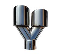 Tail Pipe 1 Pcs Universal Car Stainless Steel Tail Throat Silencer Length Y-Shaped Double Out Twill Glossy Exhaust Muffler Tip Car Exhaust Tip(60mm-101mm-Left)