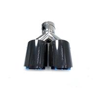 Tail Pipe 1PC Glossy Straight Carbon Blue Stainless Steel Dual Tip Equal Length Muffler Pipe End Tail Middle Exhaust Exhaust Whistle(57MM IN-101MM OUT)