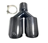 Tail Pipe 1PCS Car Glossy Carbon Fiber Muffler Tip Dual Exhaust Pipe Mufflers Nozzle Universal Straight Stainless Black Parts End Exhaust Pipe(60MM IN-89MM OUT)