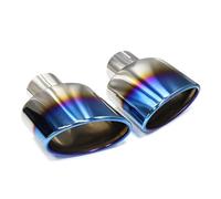 Tail Pipe 2pcs 304 Stainless Steel Universal Car Exhaust Tailpipe 140mm Outlet Rolled Oval Slant Muffler Tail Pipe For Auto Cars Exhaust Pipe(Blue)