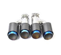 Tail Pipe 2Pcs Left And Right Car Dual Exhaust Brunt Blue End Pipe Glossy Carbon Fiber Muffler Tip Throut Car Exhaust Tip(57-89mm)