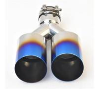 Tail Pipe 304 Stainless Steel Automobile Universal Import Double Cylinder Rear Exhaust Tailpipe Blue Muffler Titanium Alloy Export Stainle Car Exhaust Tail(51MM IN- 76MM OUT)