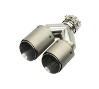Tail Pipe Car Exhaust Muffler Tip Universal 63MM 2.5inch Inlet Double 89mm Outlet Stainless Steel Double Wall For Golf For BMW Car Exhaust Tip(63-89MM Left Silver)